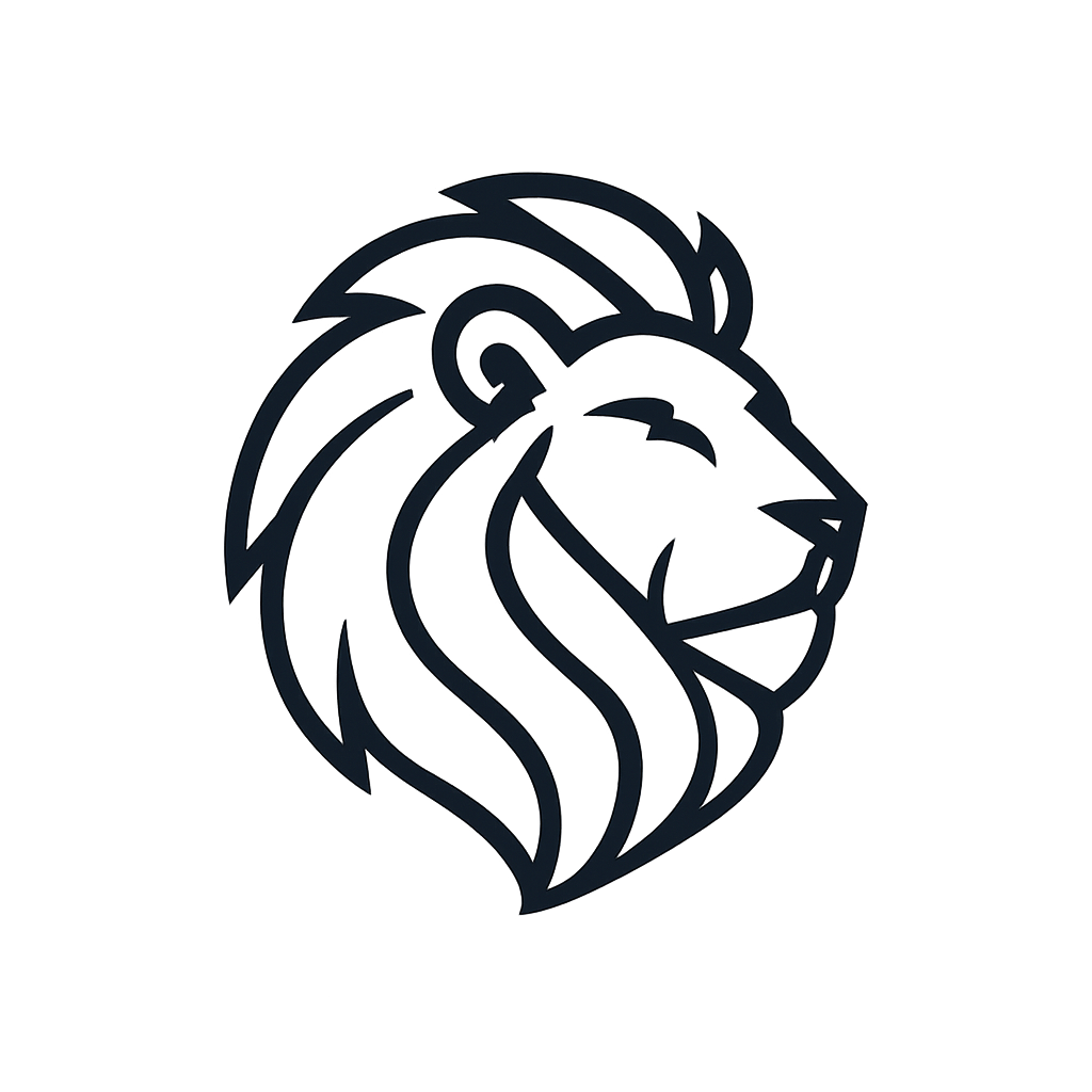 aslan logosu, güçlü ve modern tarzda